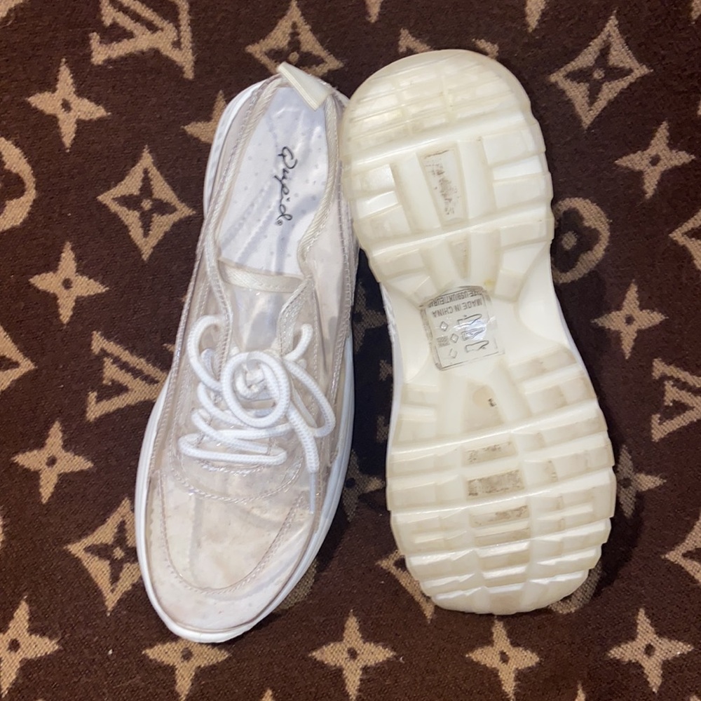 Clear PVC White Womans Sneakers - Picture 8 of 8